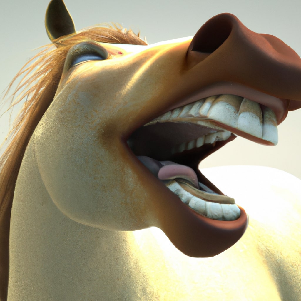 An animated laughing horse at funny horse names.